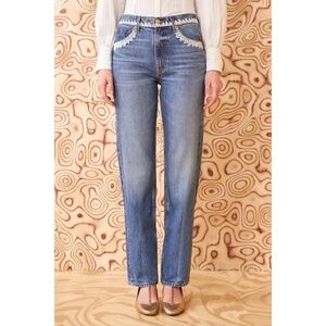 Ulla Johnson The French Knot Daphne Denim in Danube Medium Wash Indigo